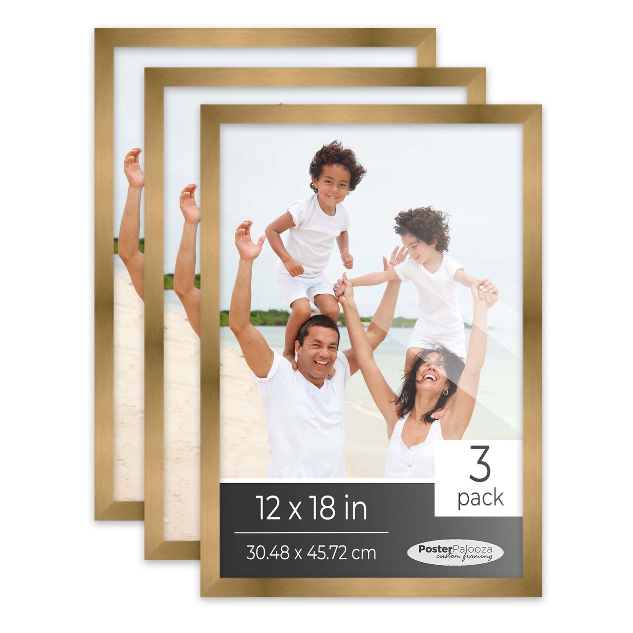 Pack of 3 Metallic Bronze Picture Frames | Solid Wood | UV-Resistant Acrylic | Easy Gallery Wall Setup